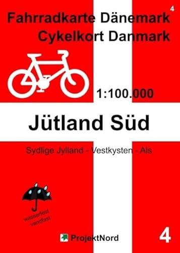 4 Fahrradkarte Dänemark / Cykelkort Danmark 1:100.000 - Jütland Süd: Sydlige Jylland - Vestkysten - Als, wasserfest / vandfast (Fahrradkarte Dänemark ... Danmark 1:100.000: wasserfest / vandfast)