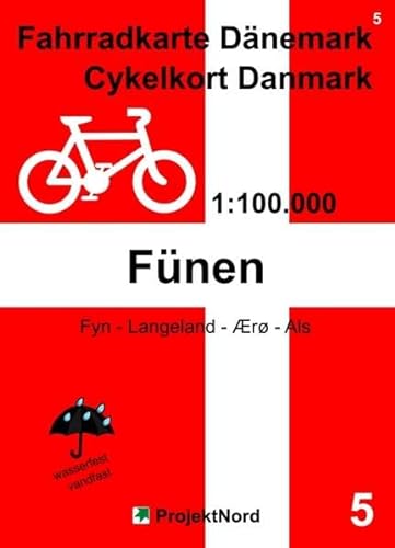 5 Fahrradkarte Dänemark / Cykelkort Danmark 1:100.000 - Fünen: Fyn - Langeland - Ærø - Als, wasserfest / vandfast (Fahrradkarte Dänemark / Cykelkort Danmark 1:100.000: wasserfest / vandfast)