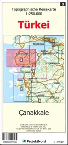 Canakkale - Topographische Reisekarte 1:250.000 Türkei (Blatt 3): mit Wanderwegen und Radwanderwegen - Landkarte (Türkei Reisekarten: Detaillierte topographische Landkarten) von MapFox / Projekt Nord