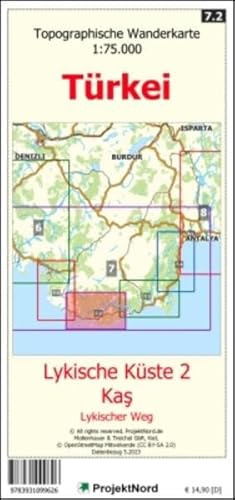 Lykische Küste 2 - Kaş - Lykischer Weg - Topographische Wanderkarte 1:75.000 Türkei (Blatt 7.2): mit Wanderwegen - Landkarte (Türkei Reisekarten: Detaillierte topographische Landkarten) von MapFox / Projekt Nord