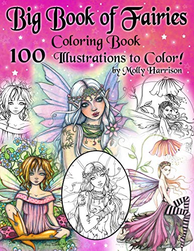 Big Book of Fairies Coloring Book - 100 Pages of Flower Fairies, Celestial Fairies, and Fairies with their Companions: 100 Line Art Illustrations to ... from prior books compiled into one BIG BOOK!