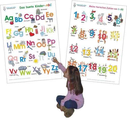 Das bunte Kinder-ABC + Meine tierischen Zahlen von 1-20: 2 Lernposter 70 x 100 cm, gerollt, abwaschbar + UV-Lack beschichtet: 2 Lernposter, gerollt, abwaschbar + UV-Lack beschichtet Das bunte Kinder-ABC + Meine tierischen Zahlen von 1-20: 2 Lernposter 70 x 100 cm, gerollt, abwaschbar + UV-Lack beschichtet: 2 Lernposter, gerollt, abwaschbar + UV-Lack beschichtet