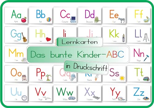 Das bunte Kinder-ABC in Druckschrift: Lernkarten DINA 4 auf 300g Bilderdruck
