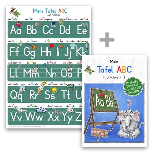 Mein Tafel-ABC in Druckschrift mit Artikeln-Set: Lernposter DINA 4 laminiert + Schreiblernheft DINA 5 auf 120g Zeichenkarton Mein Tafel-ABC in Druckschrift mit Artikeln-Set: Lernposter DINA 4 laminiert + Schreiblernheft DINA 5 auf 120g Zeichenkarton