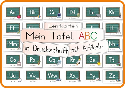 Mein Tafel ABC in Druckschrift mit Artikeln: Lernkarten DINA 4 auf 300g Bilderdruck von E & Z Verlag GmbH