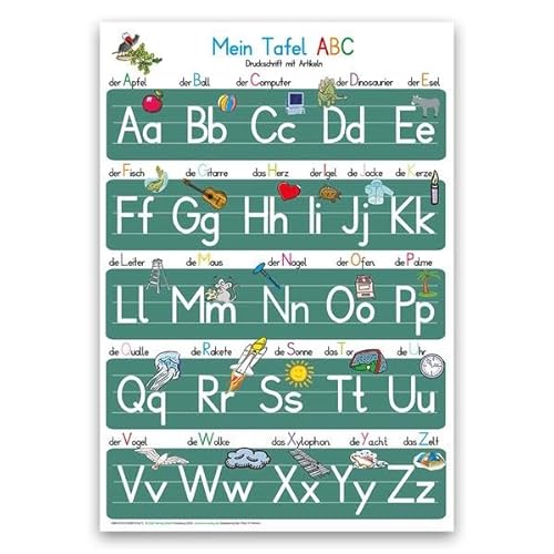 Mein Tafel-ABC in Druckschrift mit Artikeln: Lernposter DINA 4 laminiert Mein Tafel-ABC in Druckschrift mit Artikeln: Lernposter DINA 4 laminiert