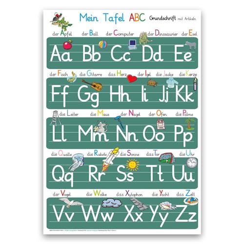 Mein Tafel-ABC in Grundschrift mit Artikeln: Lernposter DINA 4 laminiert Mein Tafel-ABC in Grundschrift mit Artikeln: Lernposter DINA 4 laminiert von E & Z Verlag GmbH