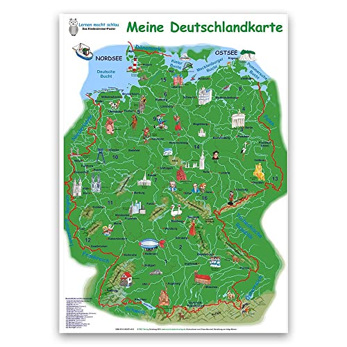 Meine Deutschlandkarte: Poster 70 x 100 cm, abwaschbar durch UV-Lack-Beschichtung: Poster 100 x 70 cm
