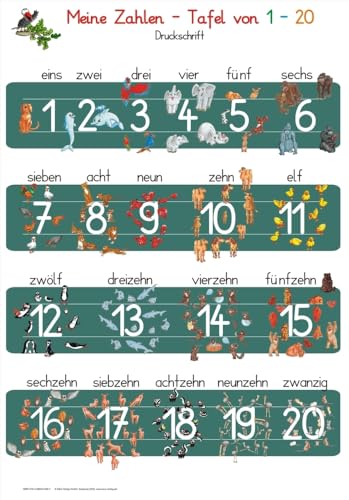Meine Zahlen-Tafel von 1-20 Druckschrift: Lernposter 70 x 100 cm, abwaschbar Meine Zahlen-Tafel von 1-20 Druckschrift: Lernposter 70 x 100 cm, abwaschbar von E & Z Verlag GmbH