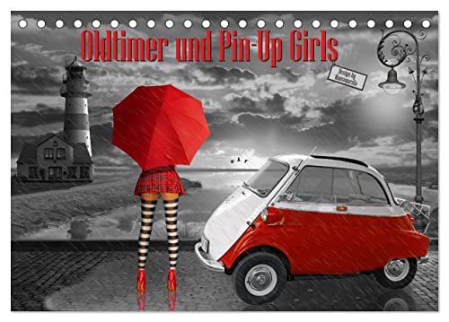 Oldtimer und Pin-Up Girls by Mausopardia (Tischkalender 2024 DIN A5 quer), CALVENDO Monatskalender von CALVENDO