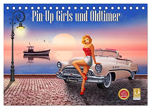 Pin-Up Girls und Oldtimer by Mausopardia (Tischkalender 2024 DIN A5 quer), CALVENDO Monatskalender von CALVENDO