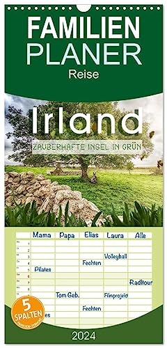 Familienplaner 2024 - Irland - Zauberhafte Insel in grün mit 5 Spalten (Wandkalender, 21 cm x 45 cm) CALVENDO
