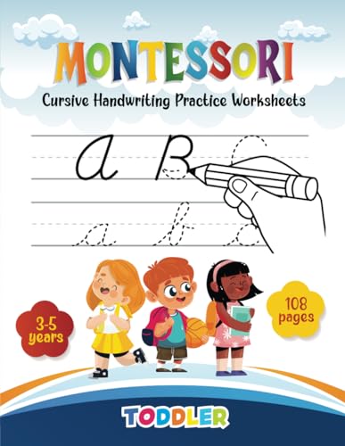 Montessori Activity Book For Preschool Cursive Handwriting Practice Worksheets: Montessori Preschool Kindergarten Cursive Handwriting Practice ... writing for kids ages 3-5 Cursive letters