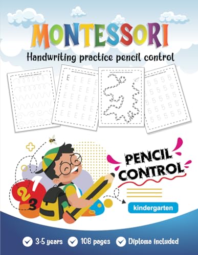 Montessori Activity Book For Preschool Handwriting Practice Pencil Control: Zeszyt ćwiczeń do kontroli pisma ręcznego Montessori Przedszkole: Edukacja ... wieku 3–5 lat, rysując linie, litery i cyfry von Independently published