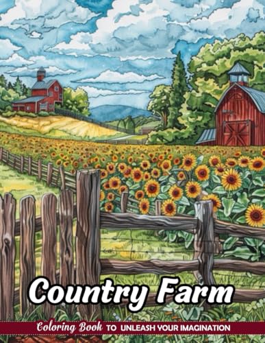Country Farm: Christmas Coloring Pages with Country Farm for Stress Relief and Relaxation (Coloring Books for Kids & Adults)