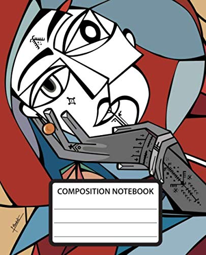 Composition Notebook: Wide Ruled School Composition Notebook. 110 Pages, 7.5"x9.25". White double sided paper. A painting of a woman in love in cubist ... titled strong women in all their states.