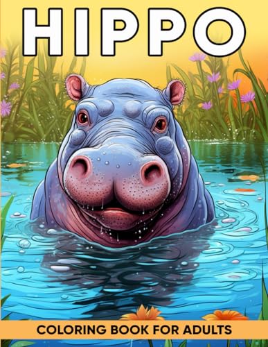 Hippo Coloring Book for Adults: An Adult Coloring Book with 50 Whimsical Hippopotamus Designs for Relaxation, Stress Relief, and Aquatic Serenity von Independently published