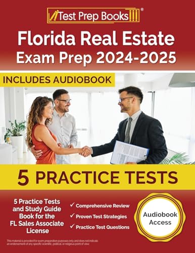 Florida Real Estate Exam Prep 2024-2025: 5 Practice Tests and Study Guide Book for the FL Sales Associate License [Audiobook Access] von Test Prep Books