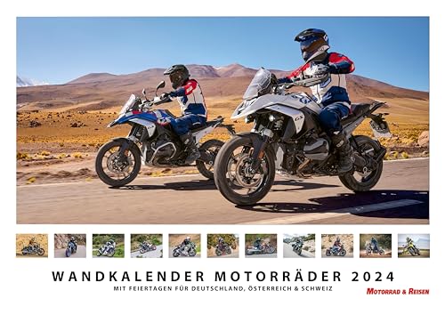Foto-Wandkalender Motorräder 2024 A3 quer: mit Feiertagen für Deutschland, Östereich und die Schweiz und Platz für Notizen von M & R Verlag
