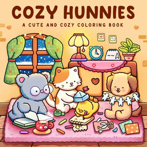 Cozy Hunnies: Coloring Book for Adults and Teens Featuring Cute and Bold Designs of Fuzzy Animals Characters and Hygge Moments for Relaxation von Independently published