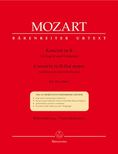 Konzert für Fagott und Orchester B-Dur KV 191 (186e). Klavierauszug