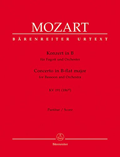 Konzert für Fagott und Orchester B-Dur KV 191 (186e). Partitur, Urtextausgabe