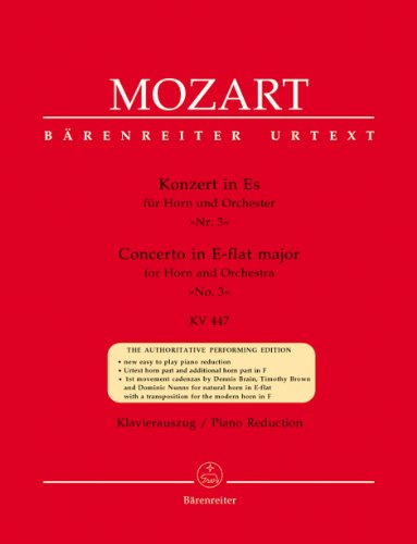 Konzert in Es für Horn und Orchester Nr. 3 KV 447. Klavierauszug von Baerenreiter Verlag