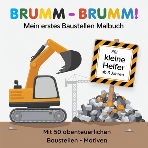 Brumm - Brumm! Mein erstes Baustellen Malbuch: Mit 50 abenteuerlichen Baustellen - Motiven von Independently published