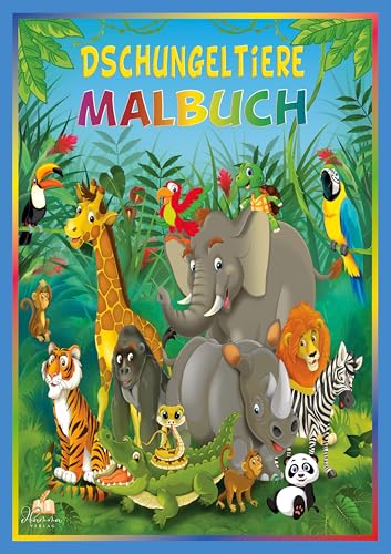 Dschungeltiere Malbuch: 50 lebendige Ausmalmotive von neugierigen Äffchen bis zu brüllenden Löwen – Empfohlen für Kinder ab 6 Jahren (Kreativer Malspaß 6 - 10 Jahre) von dhamma Verlag