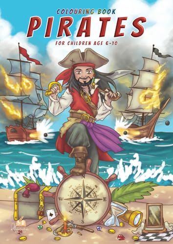 Pirate colouring book for children age 6-10: 42 bold and vibrant illustrations of seafaring adventures with 19 exciting puzzle challenges. A captivating artistic journey for primary school kids von dhamma Verlag