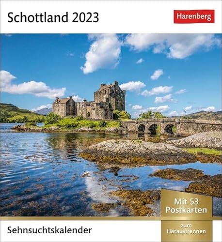 Schottland Sehnsuchtskalender 2023. Postkarten-Fotokalender voll typisch schottischer Motive. Wochenkalender mit Urlaubsfeeling. Die Schönheit ... Aufhängen.: Wochenkalender mit 53 Postkarten