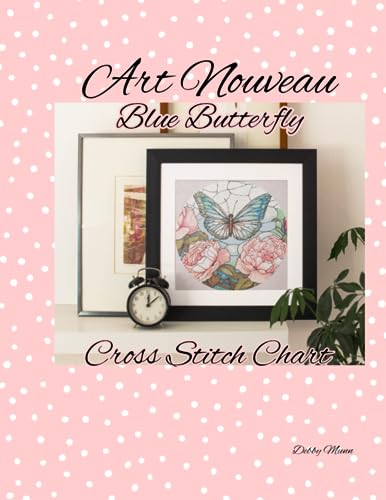 Art Nouveau Blue Butterfly: Cross Stitch Chart