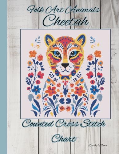 Folk Art Animals - Cheetah 2: Counted Cross Stitch Chart von Independently published