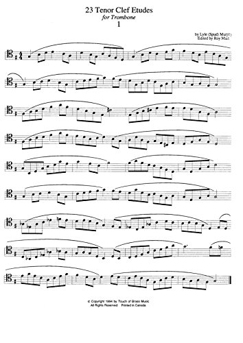 23 Tenor Clef Etudes for Trombone / 23 Tenorschlüssel-Übungen für Posaune (Spielpartitur)