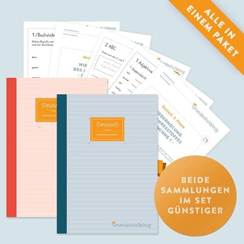 Grundschule - Vorteils-Set: Deutsch, 3. Klasse: Wiederholung des Jahresstoffs Teil 1 + 2: Deutsch, 3. Klasse, 2 Arbeitsblättersammlungen mit Lösungen
