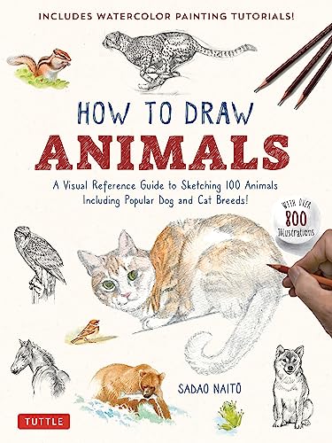 How to Draw Animals: A Visual Reference Guide to Sketching 100 Animals Including Popular Dog and Cat Breeds! With over 800 Illustrations