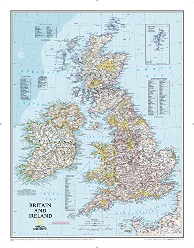 National Geographic: Britain and Ireland Classic Wall Map (23.5 X 30.25 Inches) (National Geographic Reference Map)