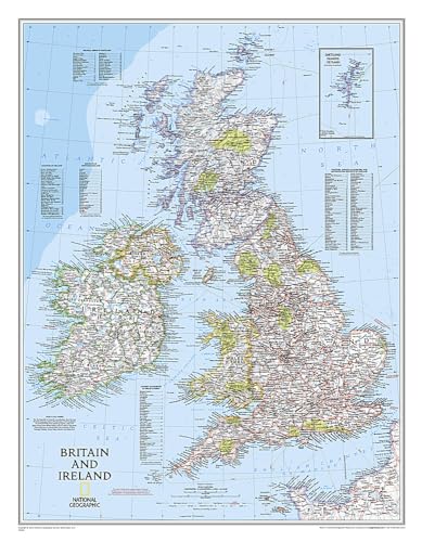 National Geographic: Britain and Ireland Classic Wall Map (23.5 X 30.25 Inches) (National Geographic Reference Map)