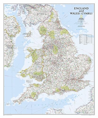 England and Wales Classic: Wall Maps Countries & Regions (National Geographic Reference Map)