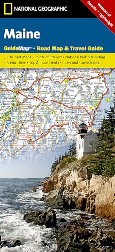 Maine: City Inset Maps, Points of Interest, National Park Site Listing, Scenic Drive, Top Annual Events, Cities and Towns Index. Road Map & Travel ... Lightweight (National Geographic Guide Map)