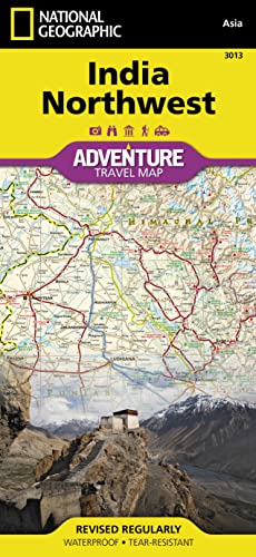 National Geographic Adventure Map India Northwest: Protected Areas, Points of Interest, Detailed Road Network and Town Location Index