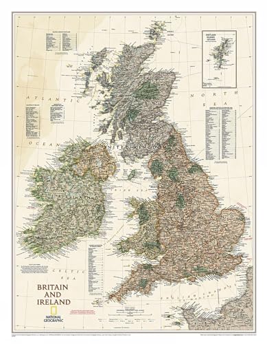 National Geographic: Britain and Ireland Executive Wall Map (23.5 X 30.25 Inches): Wall Maps Countries & Regions (National Geographic Reference Map)