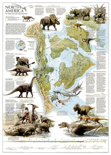 National Geographic: Dinosaurs of North America Wall Map (22.25 X 30.5 Inches): Wall Maps History & Nature (National Geographic Reference Map)