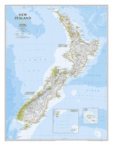 National Geographic: New Zealand Classic Wall Map (23.5 X 30.25 Inches) (National Geographic Reference Map)