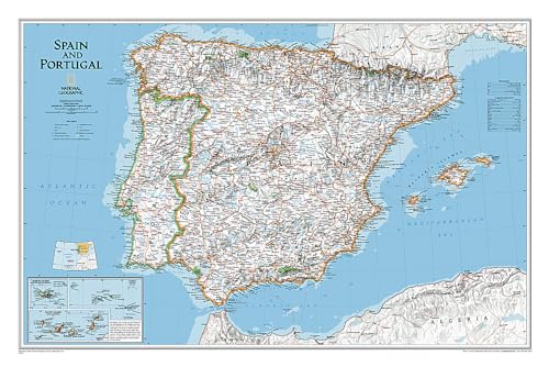 National Geographic: Spain and Portugal Classic Wall Map (33 X 22 Inches): Political Map (National Geographic Reference Map)