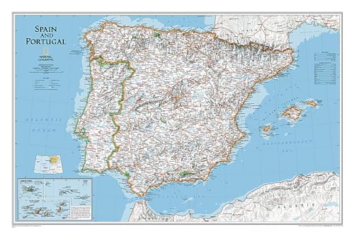 National Geographic: Spain and Portugal Classic Wall Map (33 X 22 Inches): Political Map (National Geographic Reference Map)