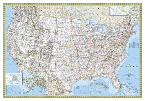 National Geographic: United States Classic Wall Map (43.5 X 30.5 Inches): Political Map (National Geographic Reference Map)