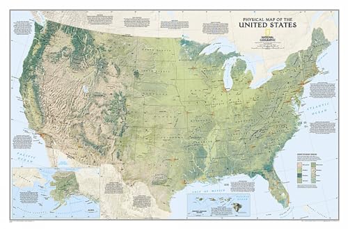 United States Physical: Wall Maps U.S. (National Geographic Reference Map)