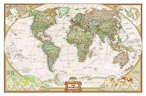 National Geographic Weltkarte auf Kork-Pinnwand in Englisch, 90x60cm: Mit Holzberahmung und 12 farbige Pinn Fahnen. 2 Ösen zur Befestigung National Geographic Weltkarte auf Kork-Pinnwand in Englisch, 90x60cm: Mit Holzberahmung und 12 farbige Pinn Fahnen. 2 Ösen zur Befestigung
