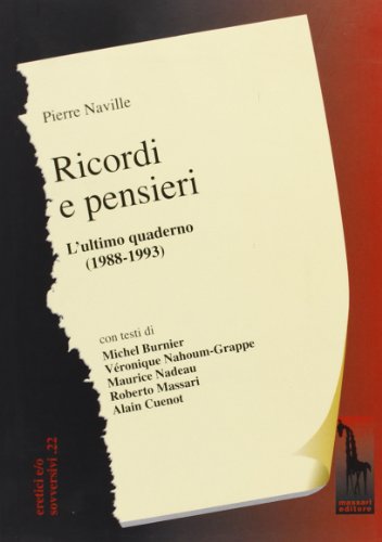 Ricordi e pensieri. Quaderno di appunti (1988-1993) von Massari Editore